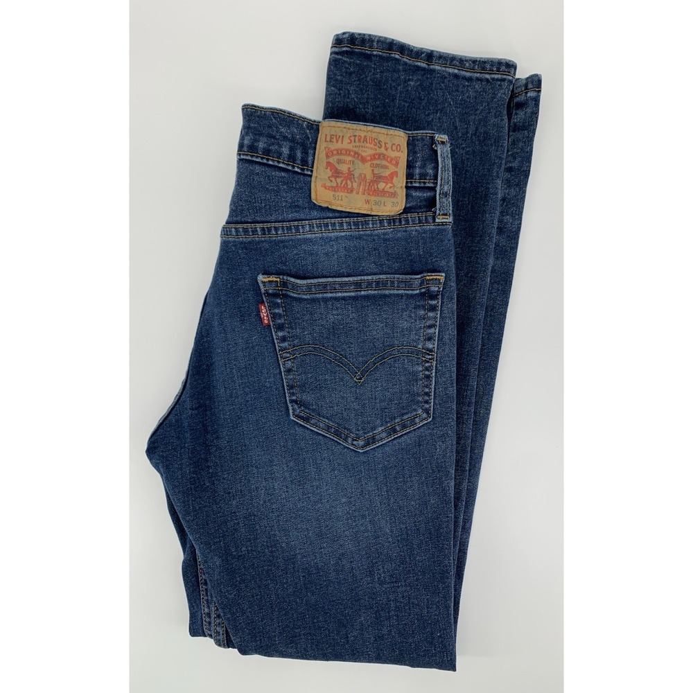 Levis 511 Jeans Mens 30x30 Blue Slim Fit Dark Wash American Denim Pants‎
